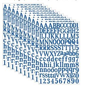 10 Sheets‎ Blue Alphabet Letter and Number Stickers for Labeling DIY Crafts